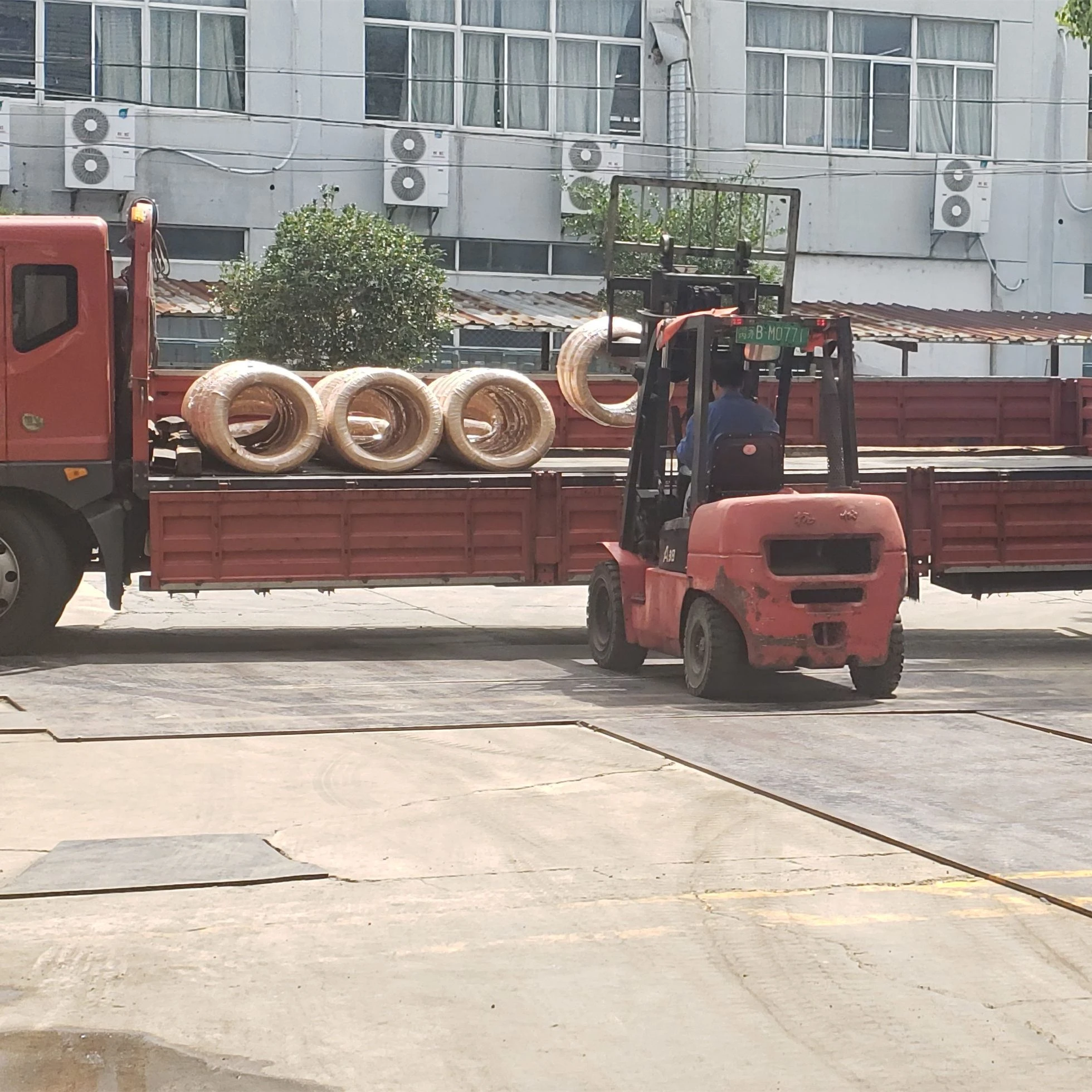 A Steel Wire Order Is Being Loaded And Shipped